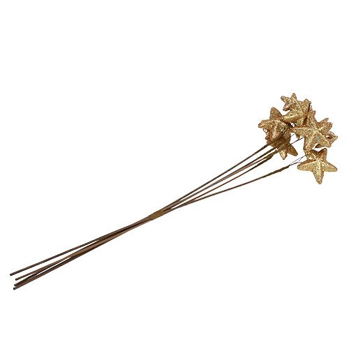 Floristik24 Csillagok csillogó arannyal kötve 60cm 5db