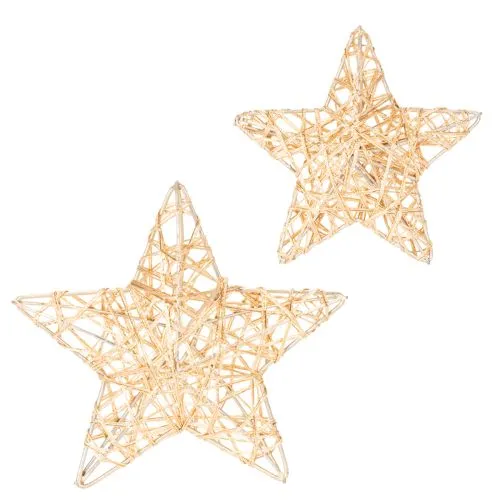 Díszítő csillag szett drótból, két méret, 10 cm, 12 darab