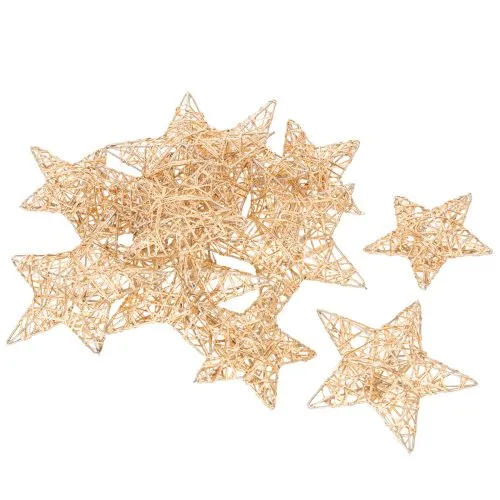 Díszítő csillag szett drótból, két méret, 10 cm, 12 darab | Floristik24.hu