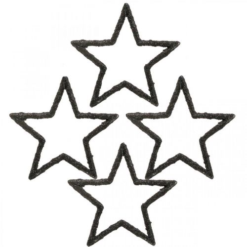 Floristik24 Szórt dekoráció Karácsonyi csillagok fekete csillogás Ø4cm 120db