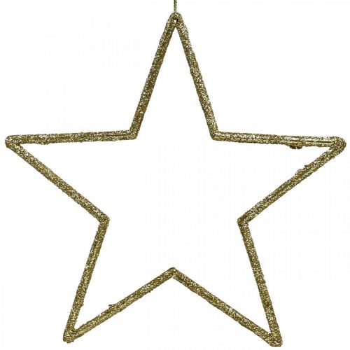 Karácsonyi dekoráció csillag medál arany glitter 17,5cm 9db