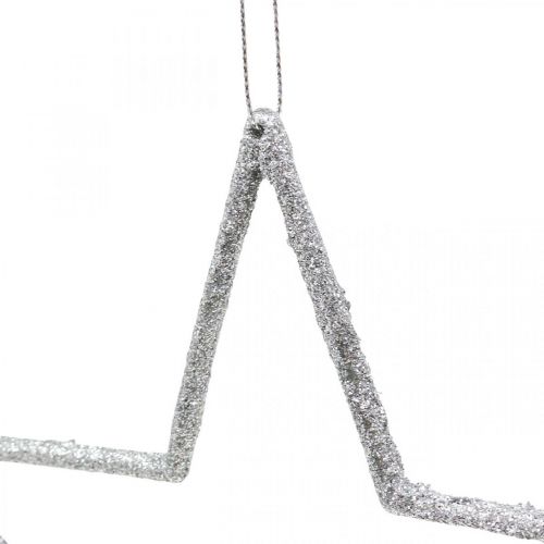 tételeket Karácsonyi dekoráció csillag medál ezüst glitter 17,5cm 9db