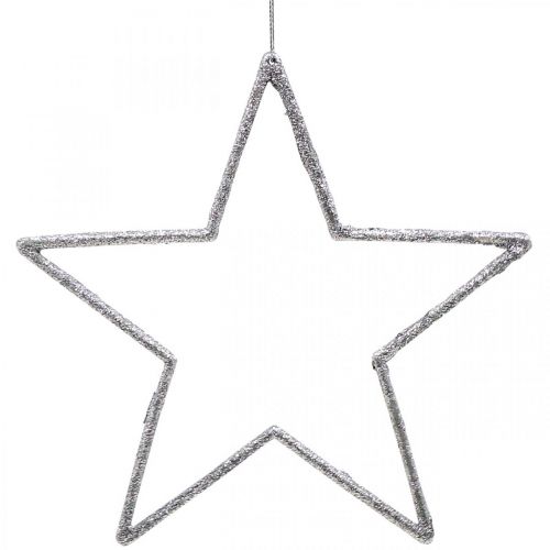 Floristik24 Karácsonyi dekoráció csillag medál ezüst glitter 17,5cm 9db