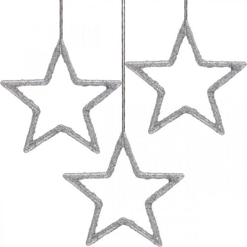 tételeket Karácsonyi dekoráció csillag medál ezüst csillogás 7,5cm 40db