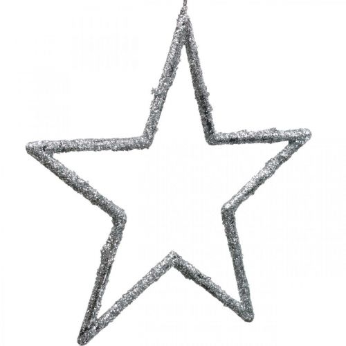 tételeket Felakasztható csillag, karácsonyfadísz, dekoráció csillag ezüst 11,5 × 12cm 12db
