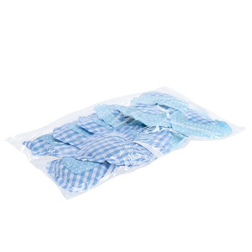 Floristik24 Szövet vállfák szív alakú 7cm 12db kék, fehér