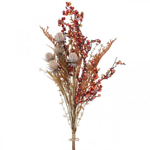 Mesterséges növények őszi dekoráció bogáncs bogyók páfrányok 65cm csokor