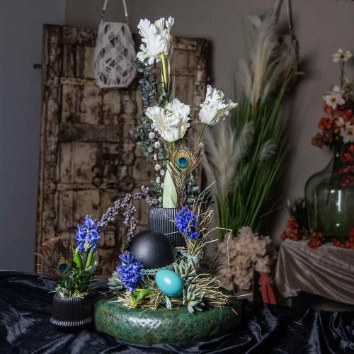 Floristik24 Strucctojás dekoráció kifújva Húsvéti dekoráció fekete Ø12cm H14cm