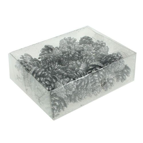 Floristik24 Tobozok fenyőtobozok ezüst 3cm 48 db