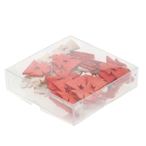 Floristik24 Fából készült karácsonyi gyerekek piros szóráshoz, natúr 4cm 72 db