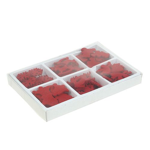 Floristik24 Szórt díszítésű filc figurák piros 3cm 72 db