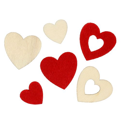 Floristik24 Szórt szívek mix 2-3,5cm piros, natúr 110p