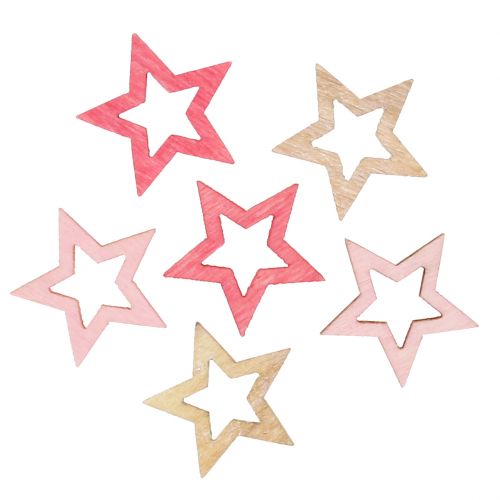 Floristik24 Deco csillag fa szórni rózsaszín, rózsaszín, natúr 2cm 144db