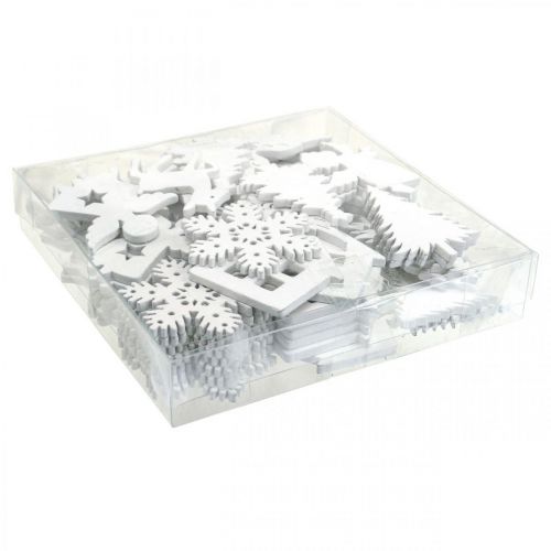 Floristik24 Szórványdísz karácsonyi fa keverék fehér 4cm 72 db