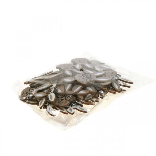 tételeket Szórványdísz fa nyúl szemüveggel barna fehér 2,5×4,5cm 48 db