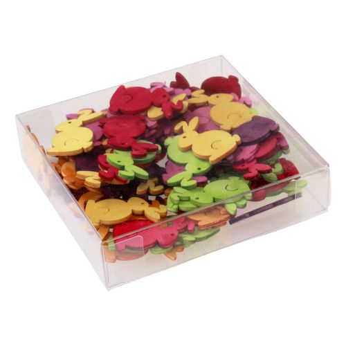 tételeket Szórványdísz húsvéti fa nyuszik ülő színes 2,5cm x 4cm 72 db