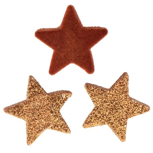 tételeket Szórványdísz karácsonyi csillagok barna/narancs Ø4/5cm 40db