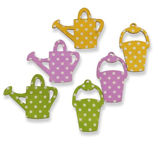 Floristik24 Fából készült öntözőkanna/vödör 8cm-es válogatott 12db