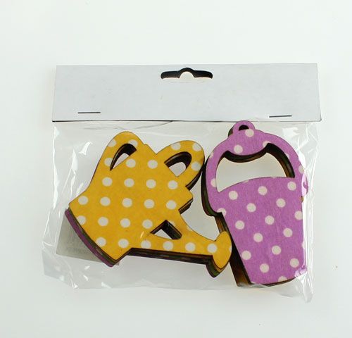 Floristik24 Fából készült öntözőkanna/vödör 8cm-es válogatott 12db