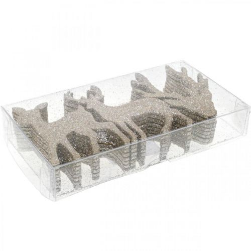 tételeket Szórványdísz Karácsonyi szarvas dekoráció arany glitter 6×8cm 24 db