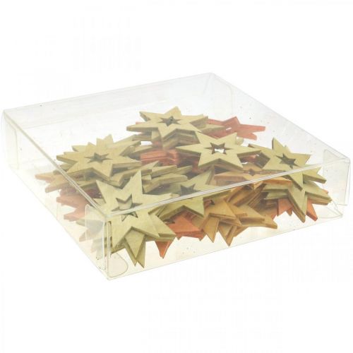 Floristik24 Fa csillagok dekoráció Szórvány dekoráció Karácsonyi narancs H4cm 72 db