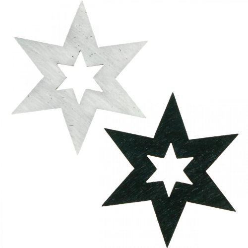 Floristik24 Fa Csillagok Dekoráció Szórvány Dekoráció Karácsonyi Fekete H4cm 72db