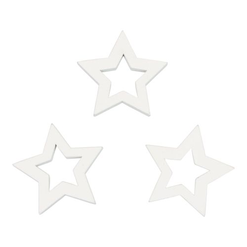 Floristik24 Szórt dekoráció Karácsonyi csillagok fehér fa csillagok Ø4cm 54db