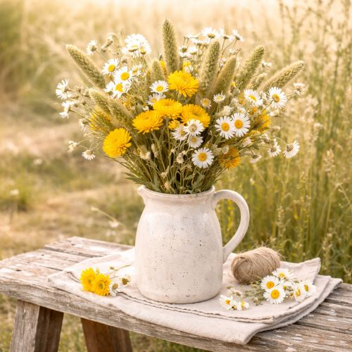 tételeket Szárított sárga szalmavirág (Helichrysum) szárított virágcsokor, 100g