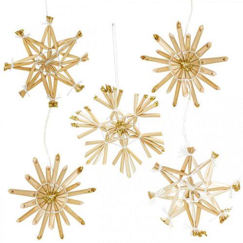 Floristik24 Straw Stars Glitter Gold szett karácsonyi díszek Ø6cm 24db