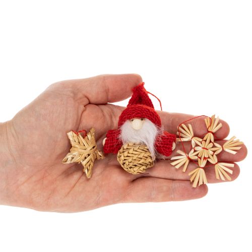 Szalma dísz szett karácsonyfadíszek figurák és csillagok 6cm 30db | Floristik24.hu