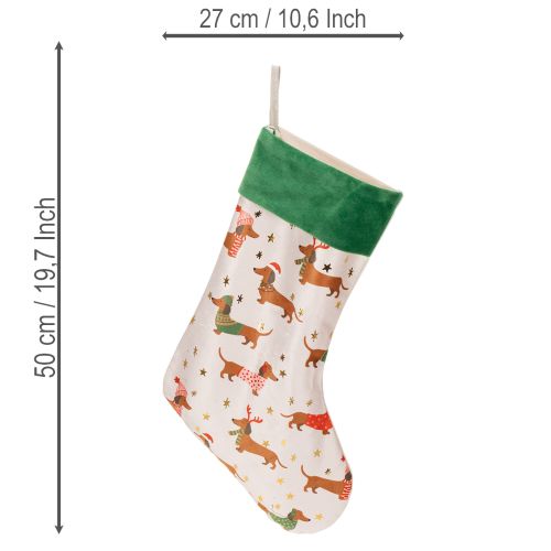 Karácsonyi harisnya tacskó motívummal, 50cm | Floristik24.hu