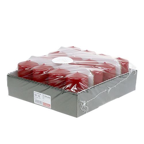 Floristik24 Oszlopos gyertya 100/60 régi piros 16 db