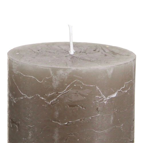 tételeket Barna oszlopgyertyák, egyszínű, 70x100 mm, 4 db-os készlet, rusztikus díszítéssel