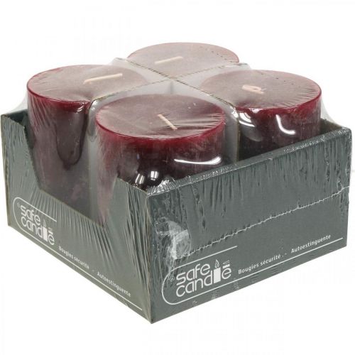 Floristik24 Egyszínű gyertyaoszlopok Rusztikus Burgundy 80×110mm 4 db