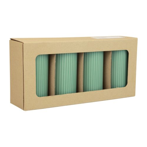 tételeket Oszlopos gyertyák Zöld smaragd barázdált gyertyák 70/130mm 4 db