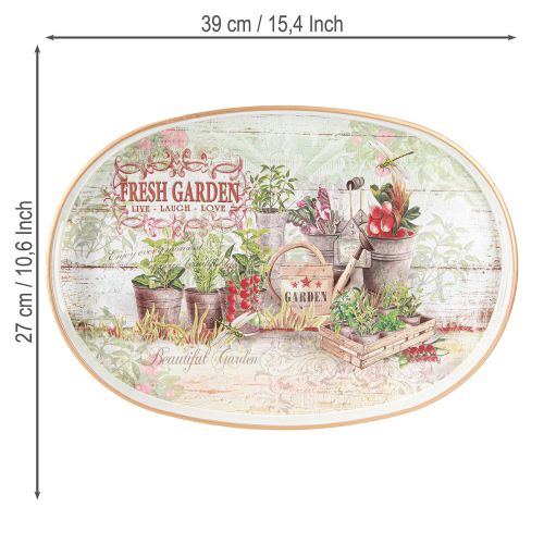 tételeket Ovális fogantyús tálca Fresh Garden Vintage 39x27x3,5cm