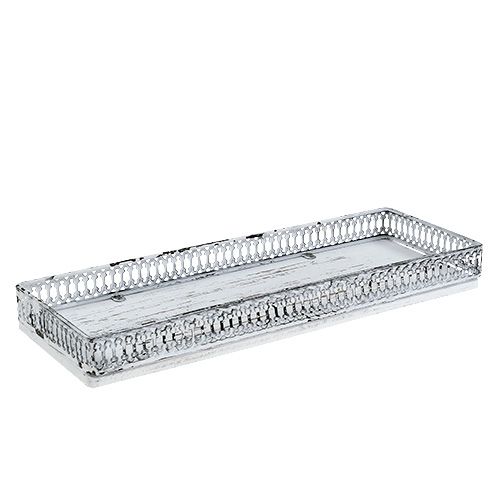 Floristik24 Tálca négyzet 36cm x 13cm H 4cm fehér 1db