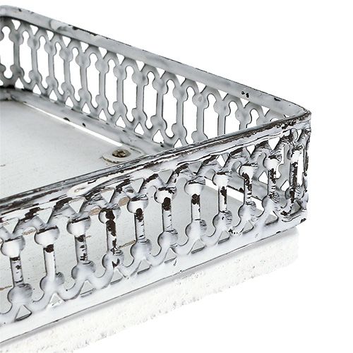 Floristik24 Tálca négyzet 36cm x 13cm H 4cm fehér 1db