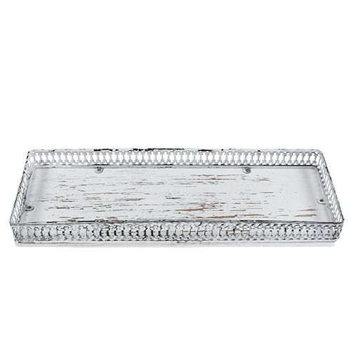 Floristik24 Tálca négyzet 36cm x 13cm H 4cm fehér 1db