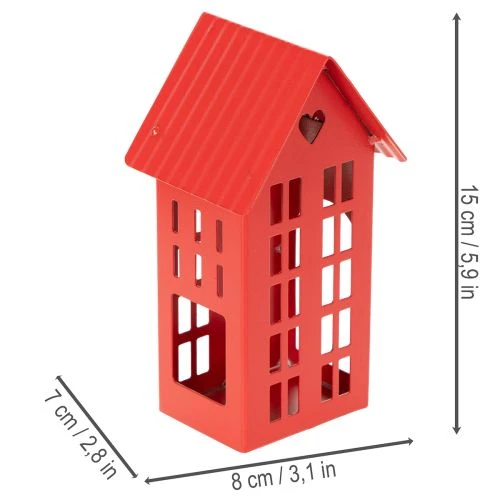 Fém mécsestartó, piros, tálcával, 35 cm, 1 szett | Floristik24.hu