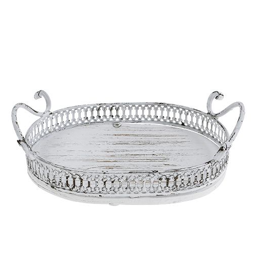 Tálca ovális fogantyúkkal 23cm x 17,5cm H7,5cm fehér