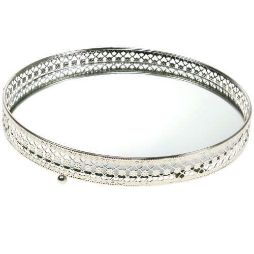 Tálca tükörüveg ezüst Ø25cm