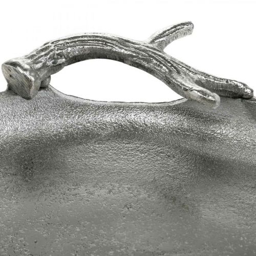 Floristik24 Dekoratív tálca szarvas agancs ezüst alumínium kerek Ø30cmH4.5cm