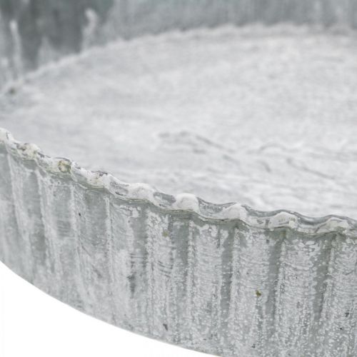 Floristik24 Dekoratív tányér tortaforma, fém díszítéssel, kerek gyertyatartó, fehérre mosott Ø21,5cm H4,5cm