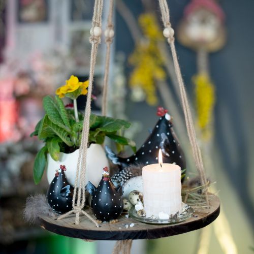 tételeket Növényhinta, virágtálca kötélen, függő kosár makraméval Ø34cm L84cm