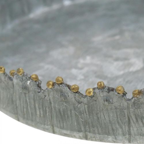 Floristik24 Kerek fémtálca, gyertyatartó, asztaldísz ezüst/arany Ø15cm H2cm