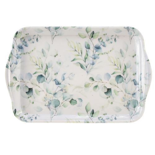 Floristik24 Tálca fehér eukaliptusz asztaldísz melamin 21x13x1,5cm