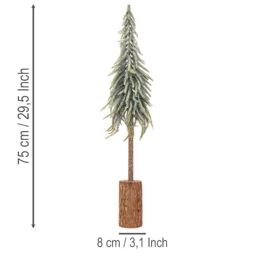 Műfenyő, jeges, díszfa fa talapzaton téli és karácsonyi dekorációhoz, 75cm | Floristik24.hu