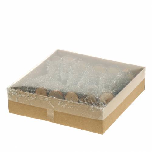 Floristik24 Dekoratív karácsonyfa pezsgő glitter 8cm 24 db