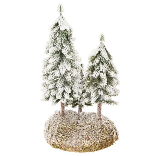 Hóval borított fenyőfák, mű téli táj karácsonyi faluba és asztaldísznek, 29 cm | Floristik24.hu